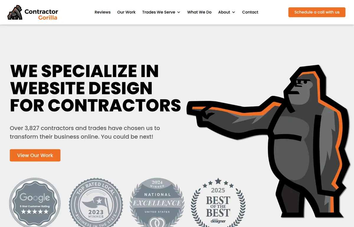 Contractor Gorilla public homepage screenshot