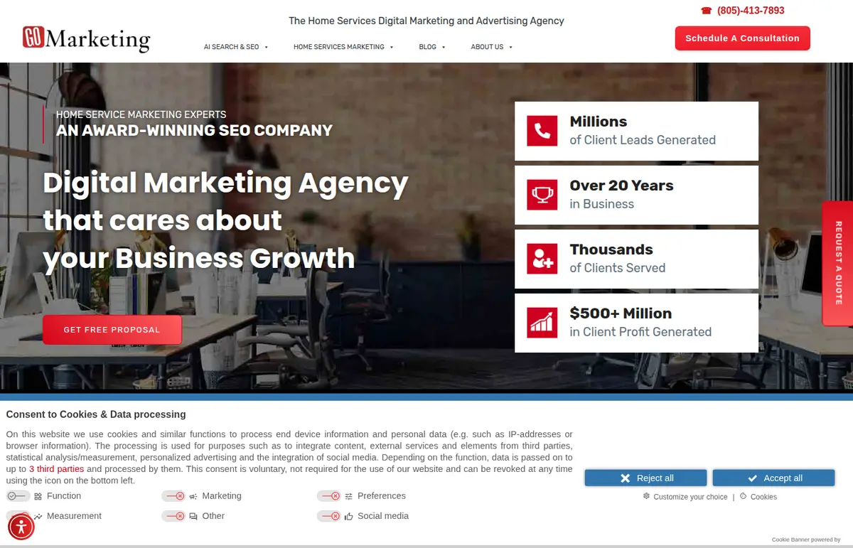 GoMarketing public homepage screenshot