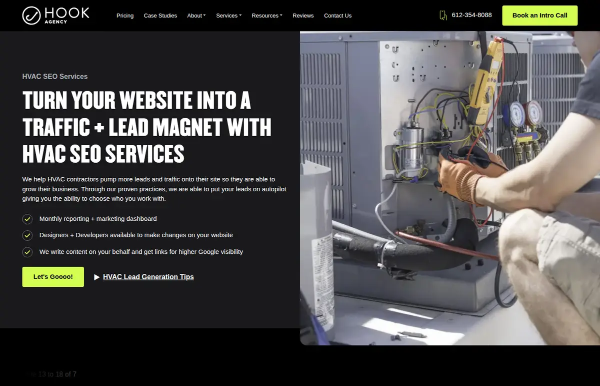 Hook Agency public homepage screenshot