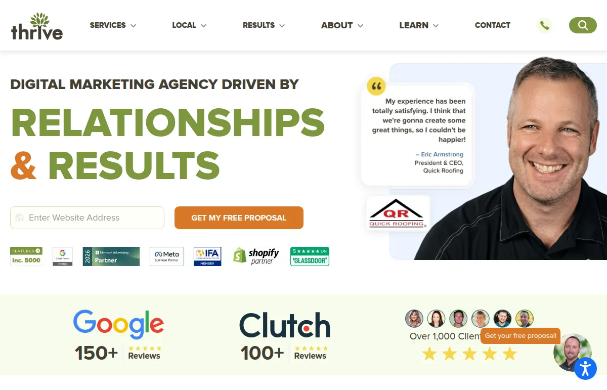 Thrive Internet Marketing Agency public homepage screenshot