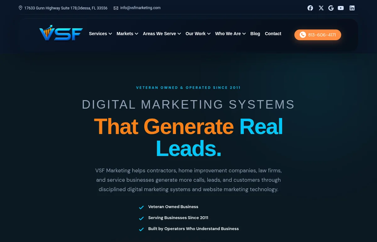 VSF Marketing public homepage screenshot